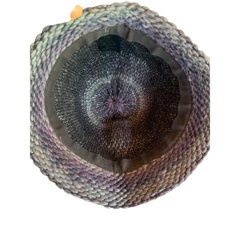 C&C California Cloche Hat Purple Woven Chunky Knit Vintage Style Winter Cap